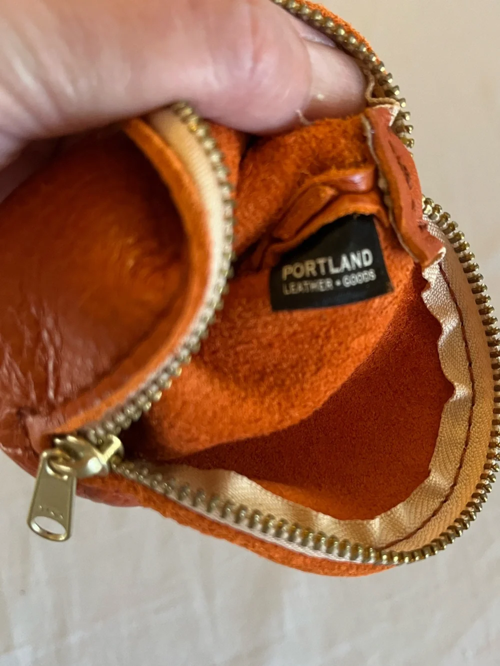 Portland Leather Fortune Cookie Orange Coin Pouch Key Clip